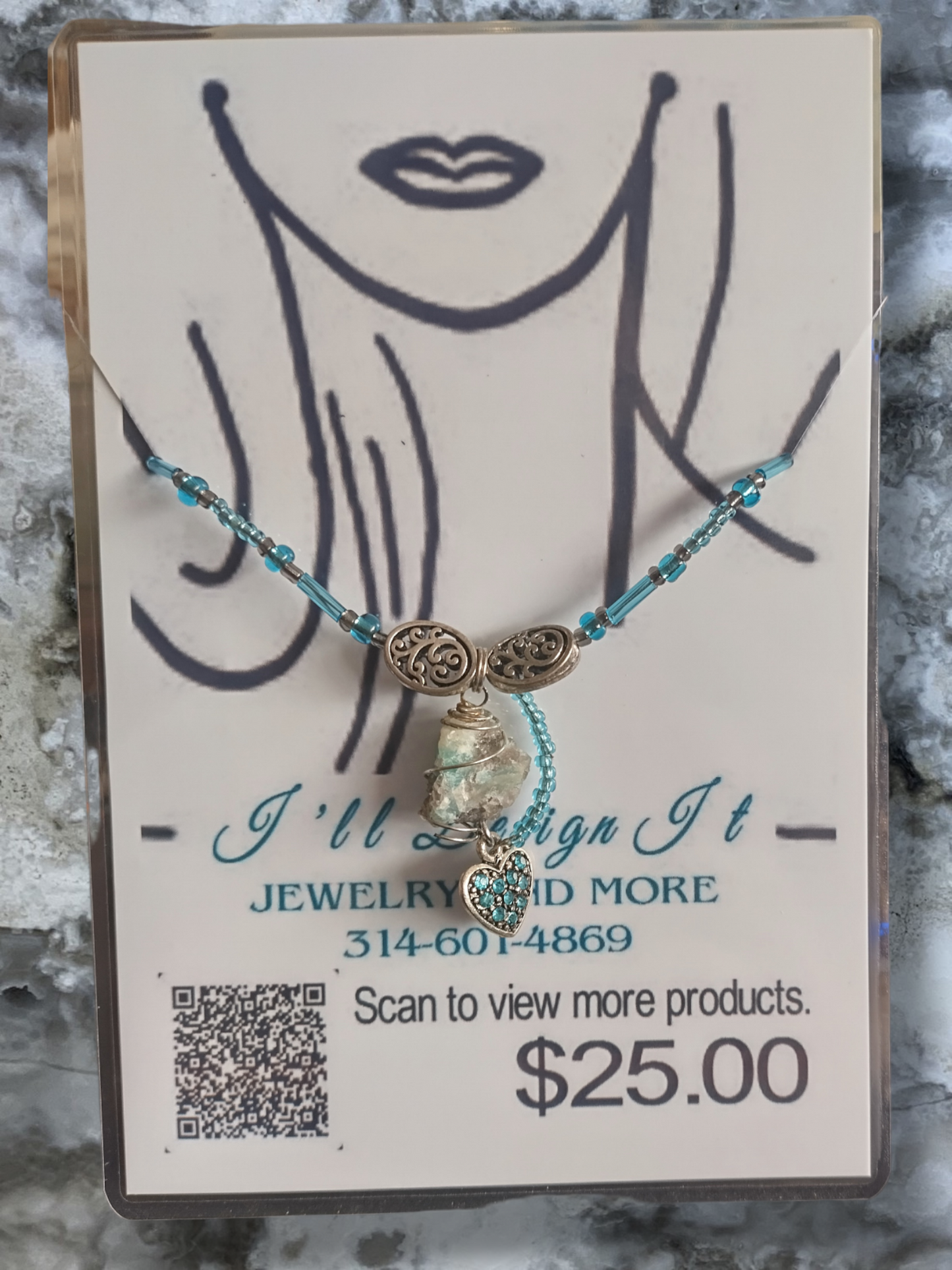 Chrysocolla heart necklace.