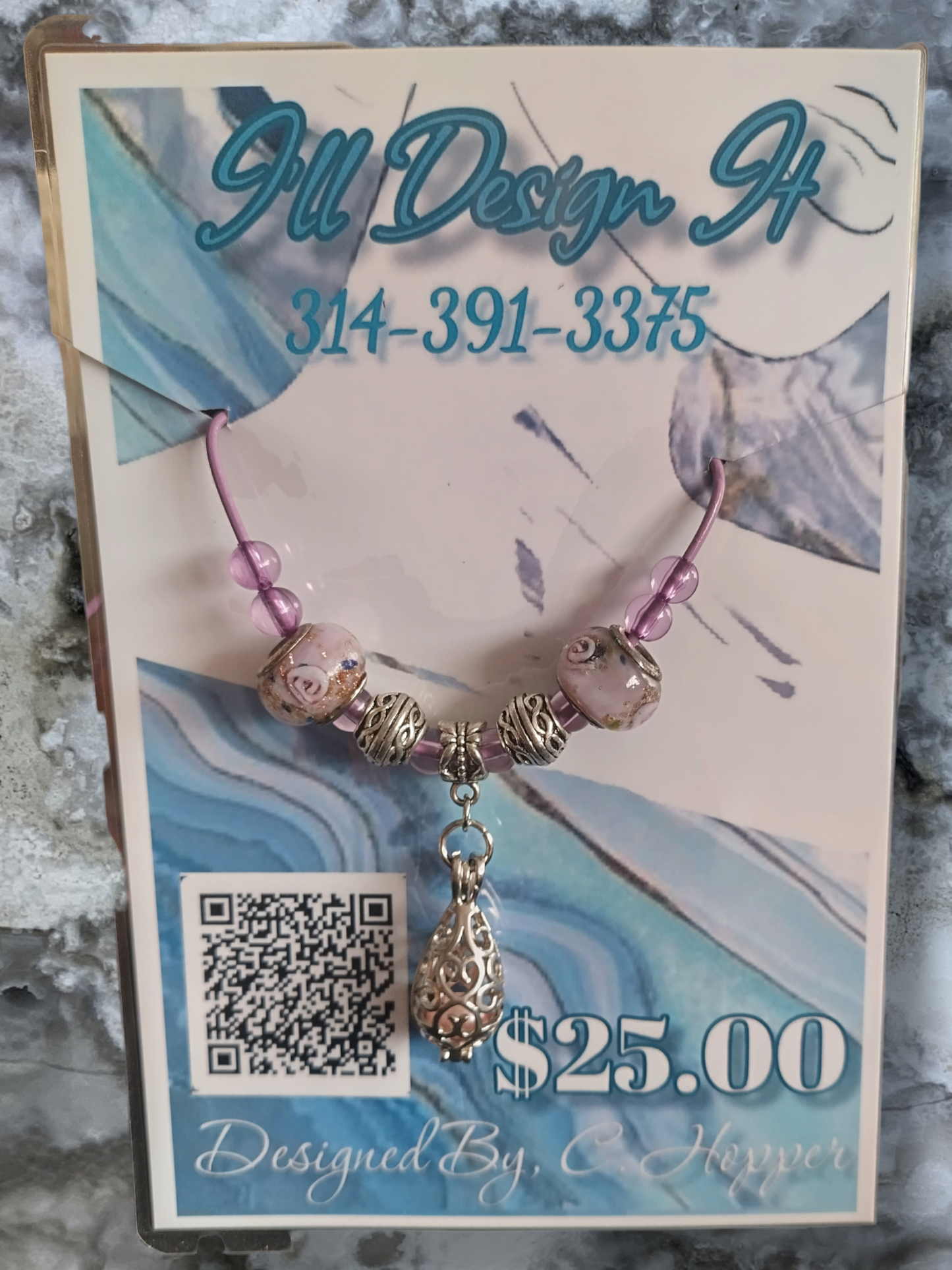 Beaded pearl cage necklace