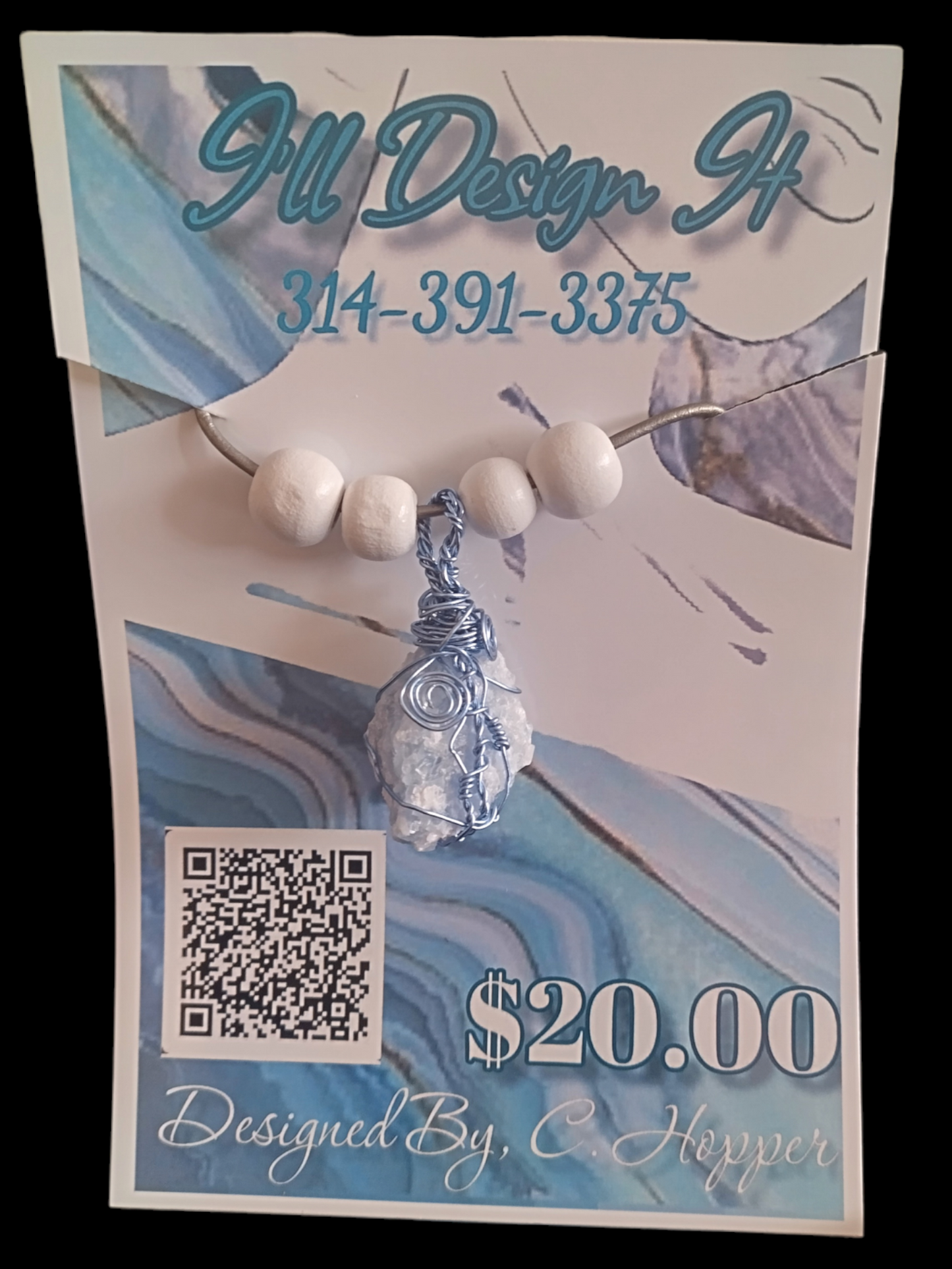 Blue calcite necklace