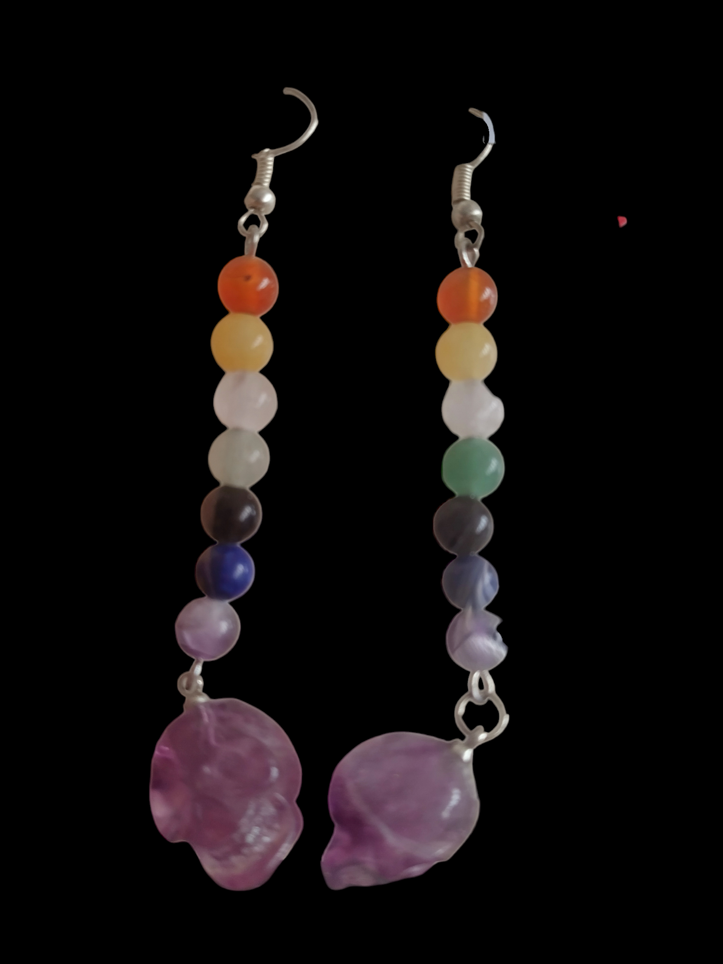Charka skull earring with real stones