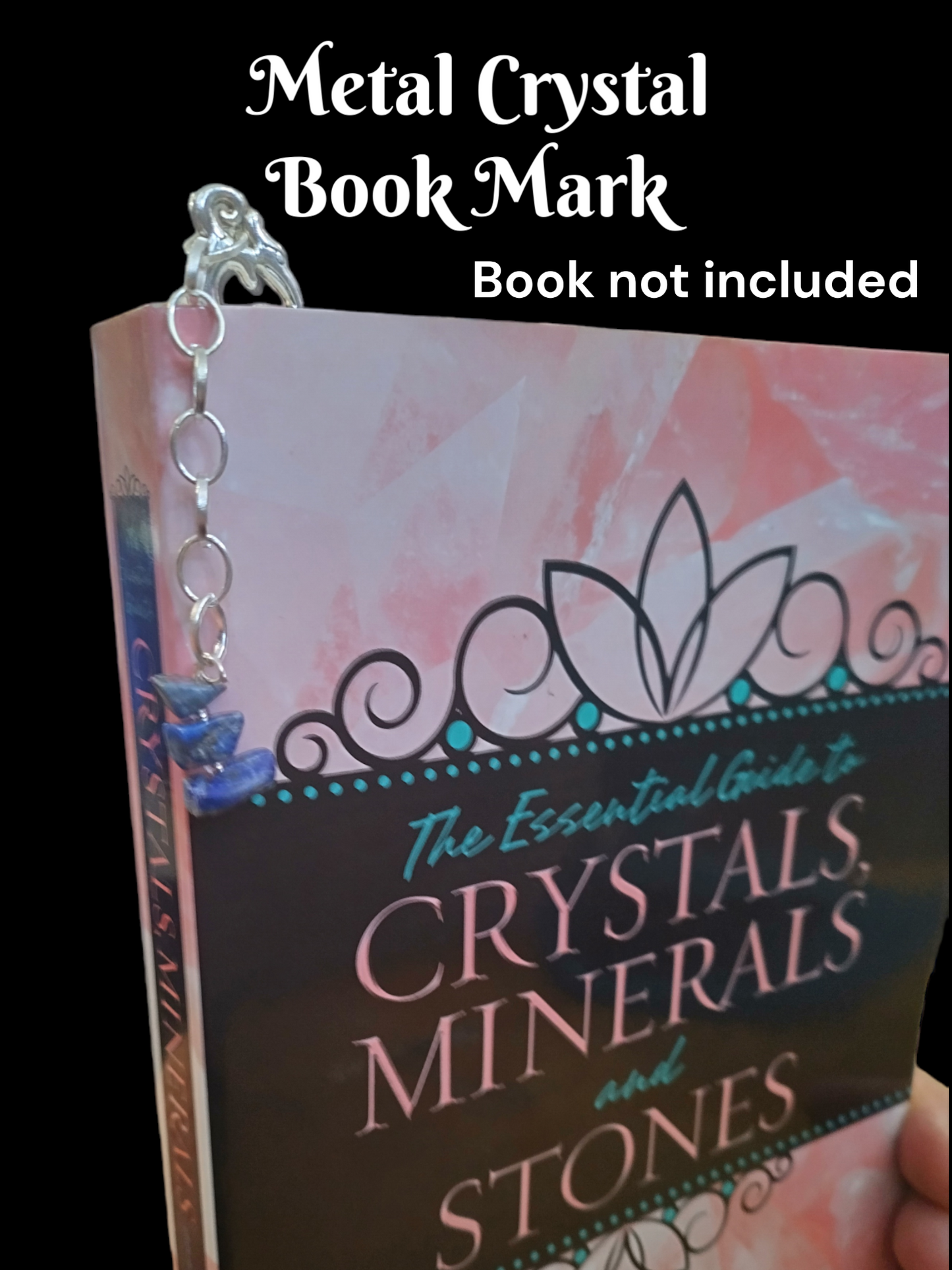 Handmade bookmark with real lapis lazuli crystal.