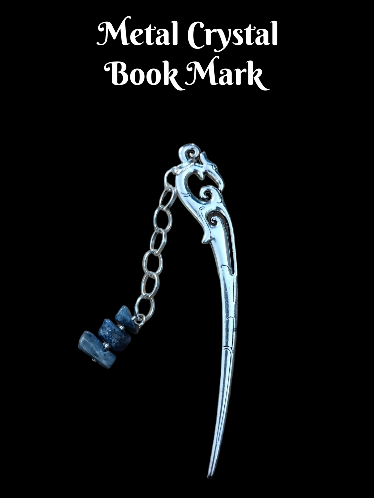 Handmade bookmark with real lapis lazuli crystal.