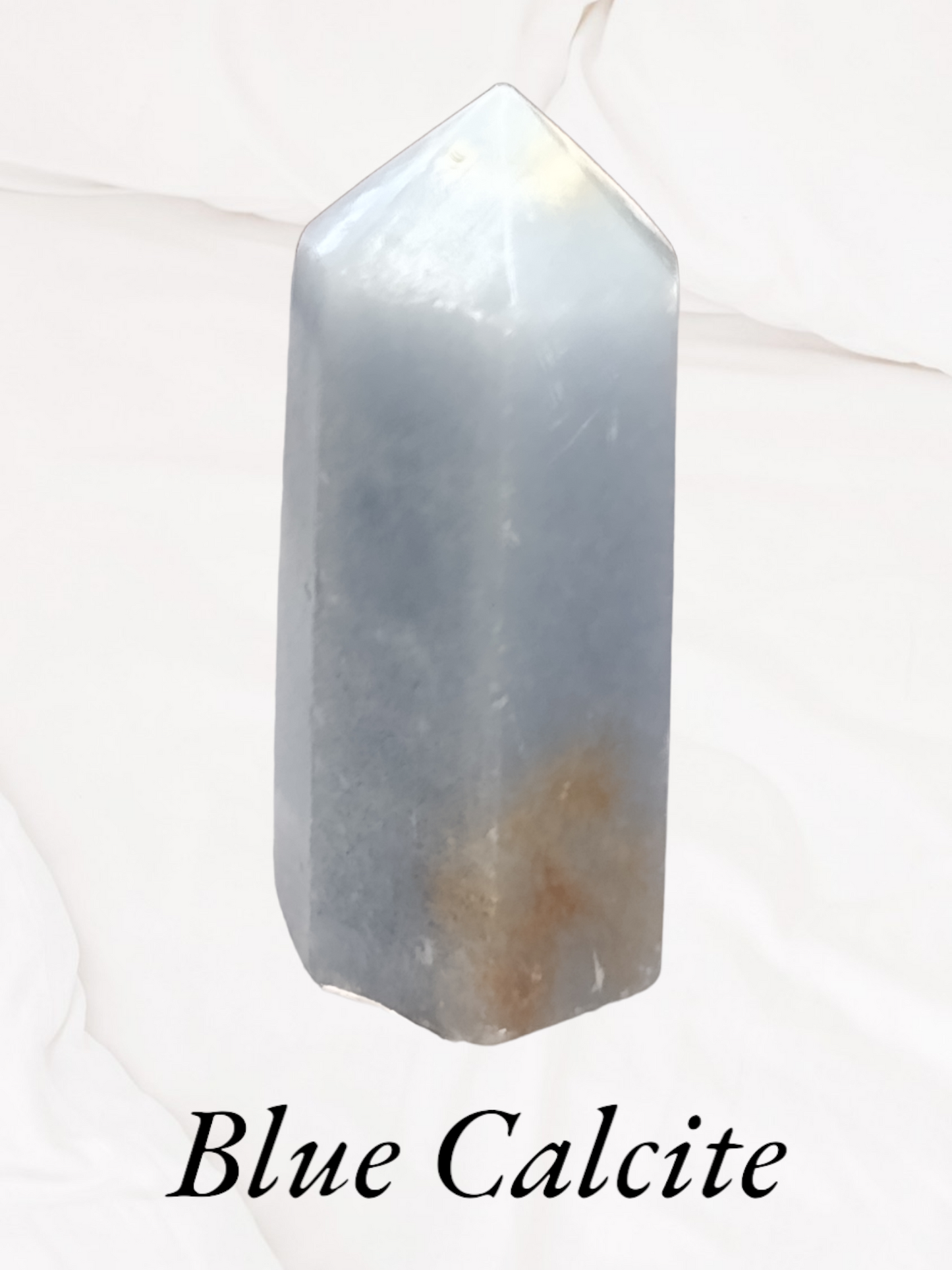 Blue calcite crystals tower
