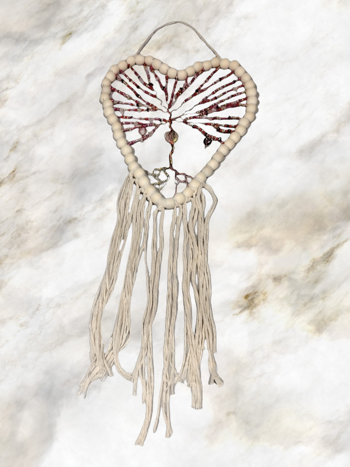 Tree of Life with garnet and rose quartz.