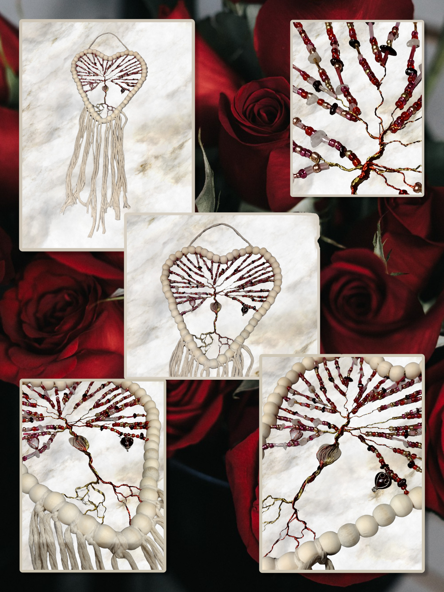 Tree of Life with garnet and rose quartz.
