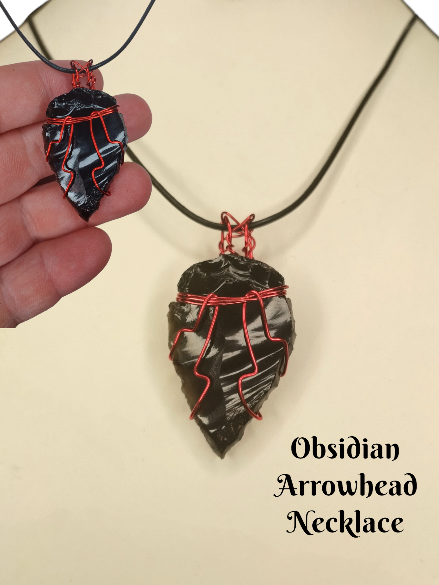 Obsidian handmade arrowhead Necklace