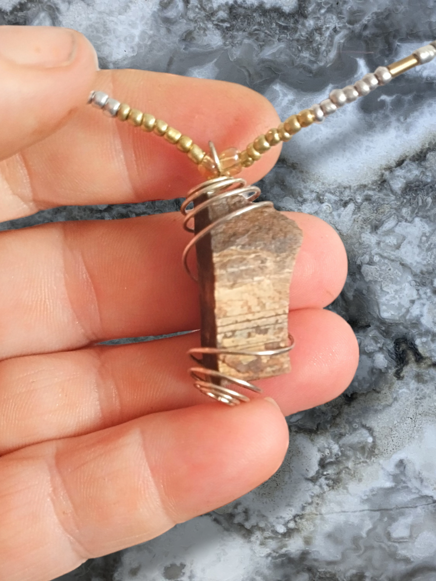 Petrified wood necklace