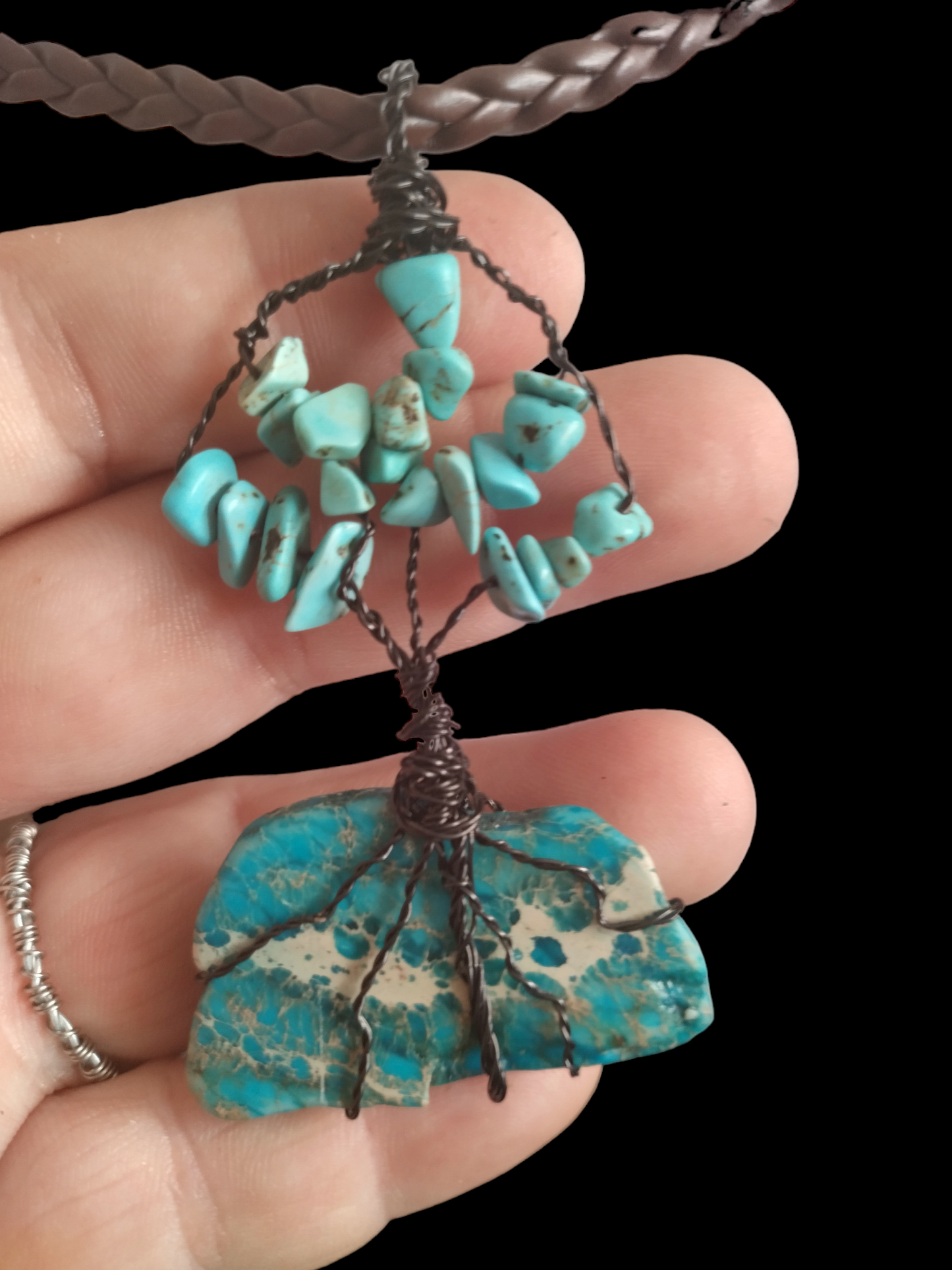 Dyed white howlite tree of life necklace