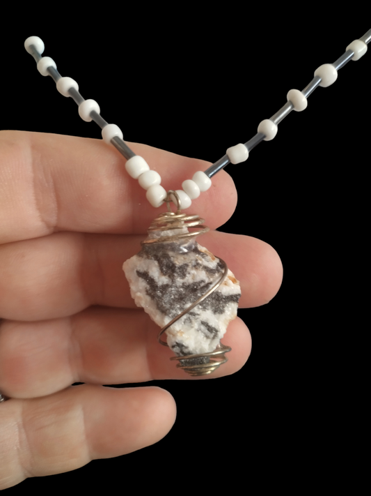 Zebra stone beaded necklace