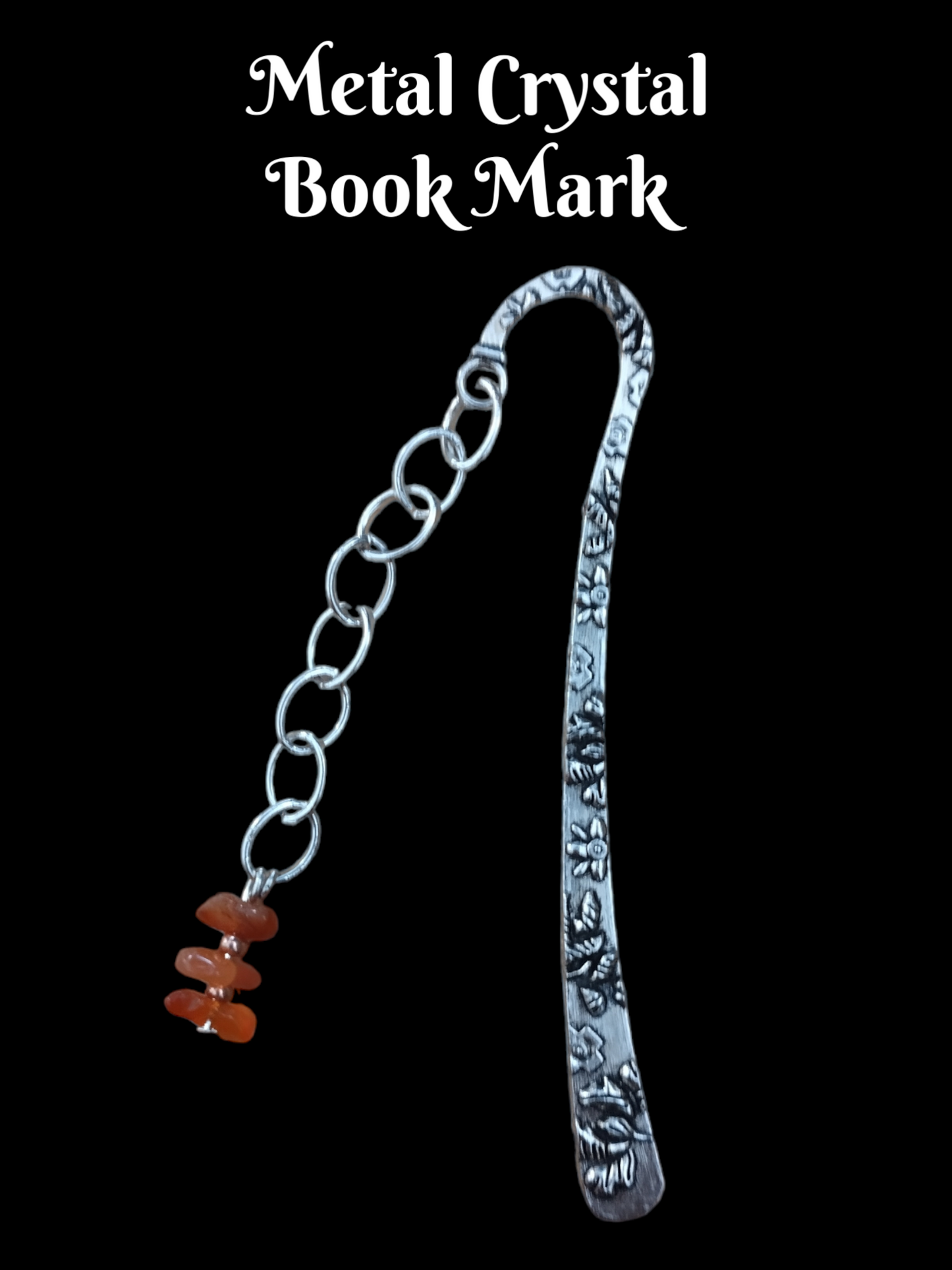 Handmade bookmark with carnelian real crystal.