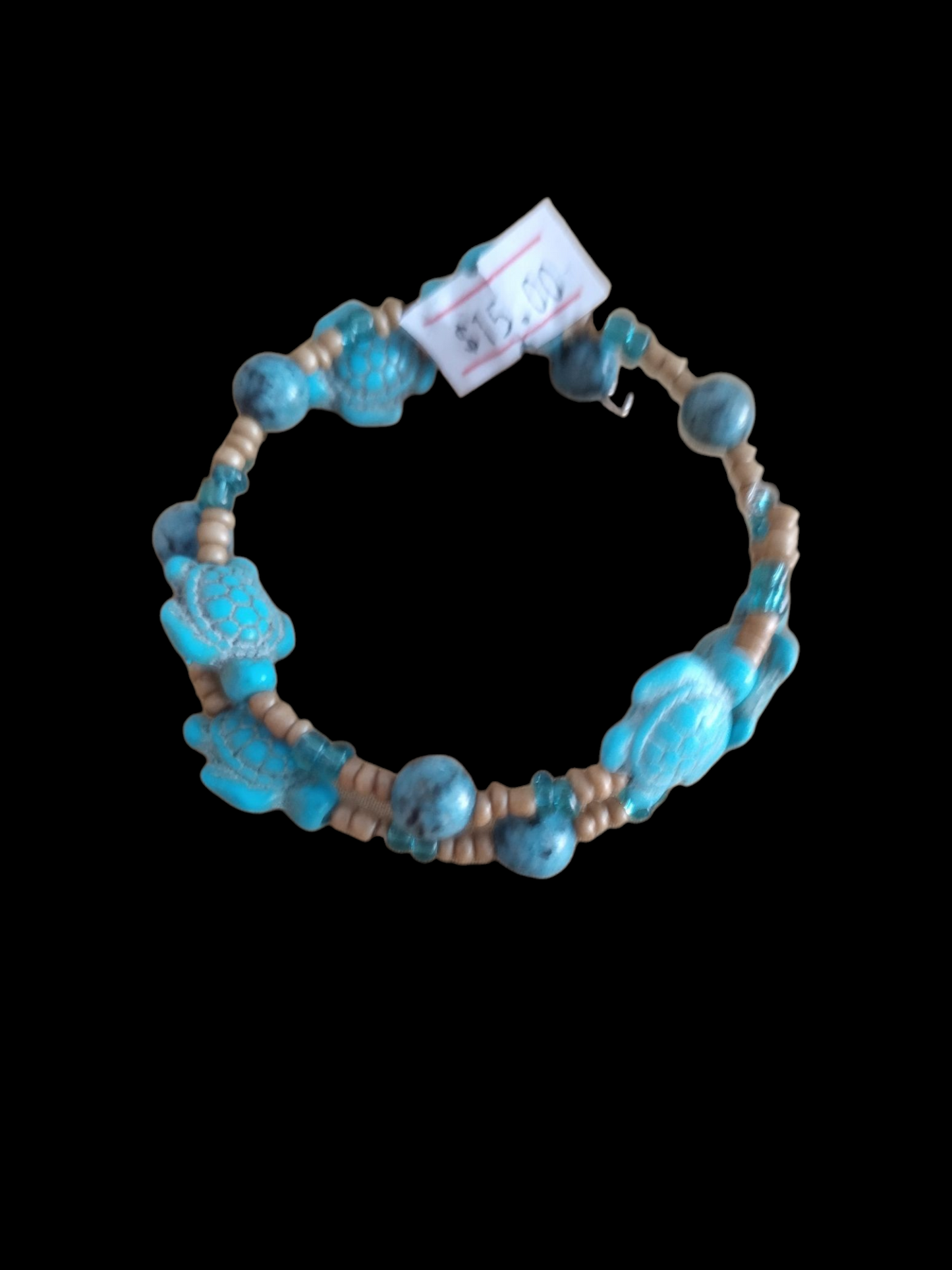 White howlite and apatite turtle bracelet.