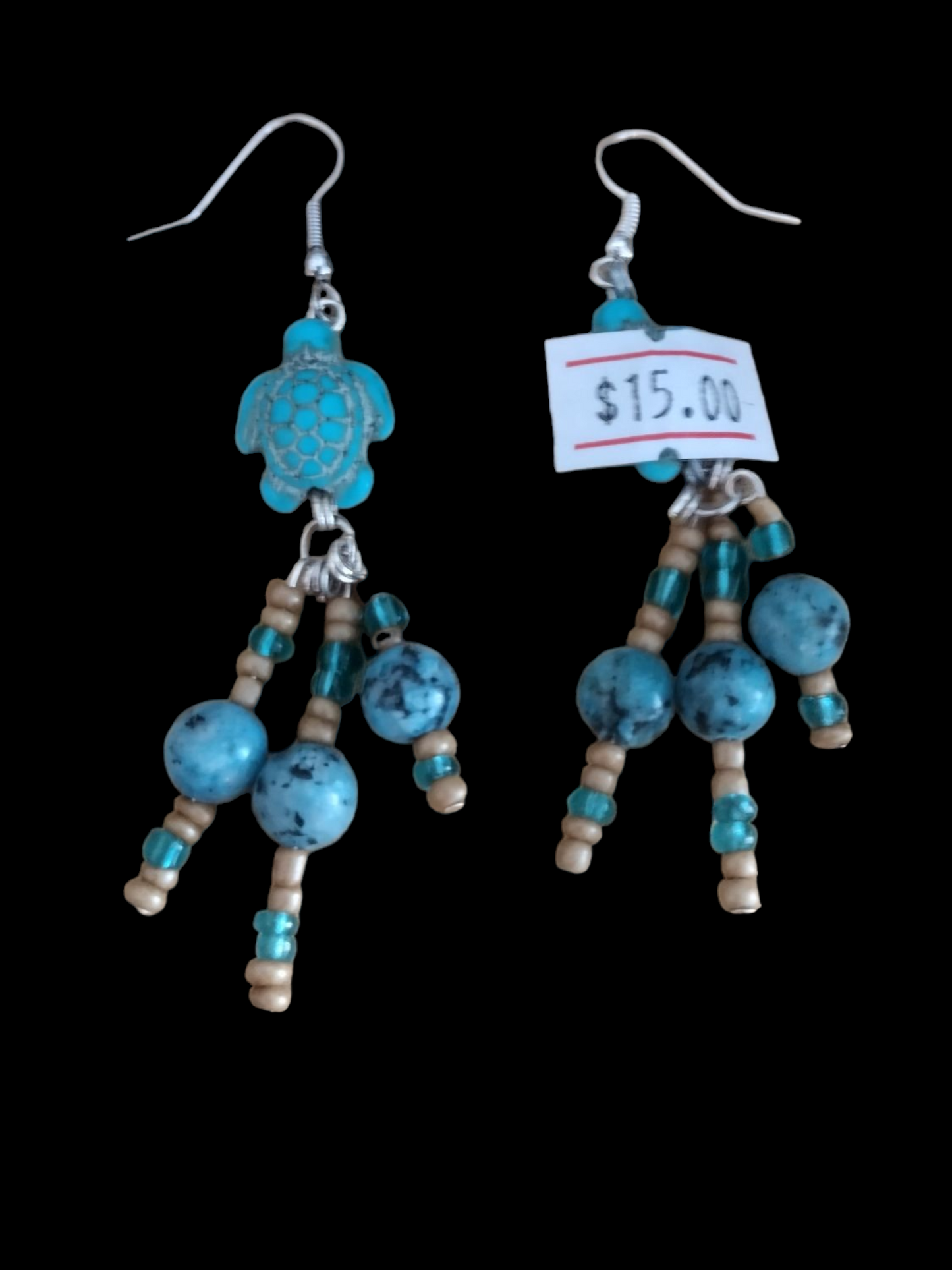 Turtle howlite and apatite earrings.