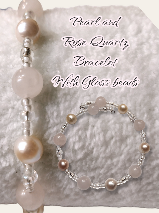 Pearl and rose quartz bracelet