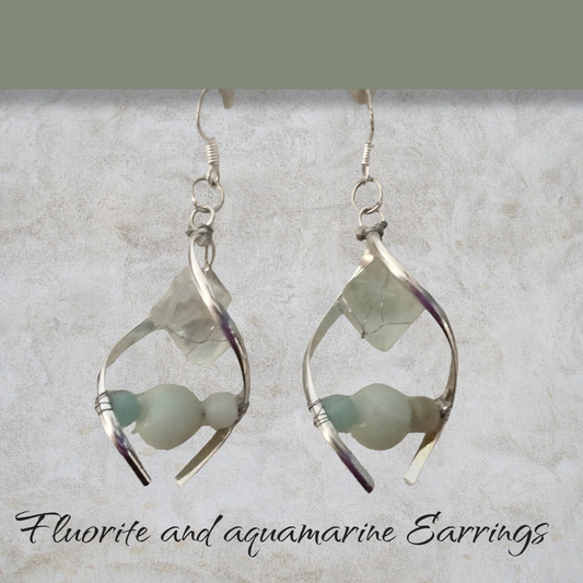 Fluorite and aquamarine Earrings