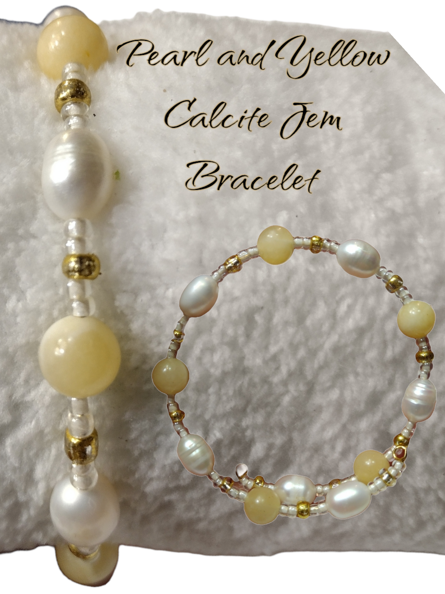 Pearl and Yellow Calcite bracelet