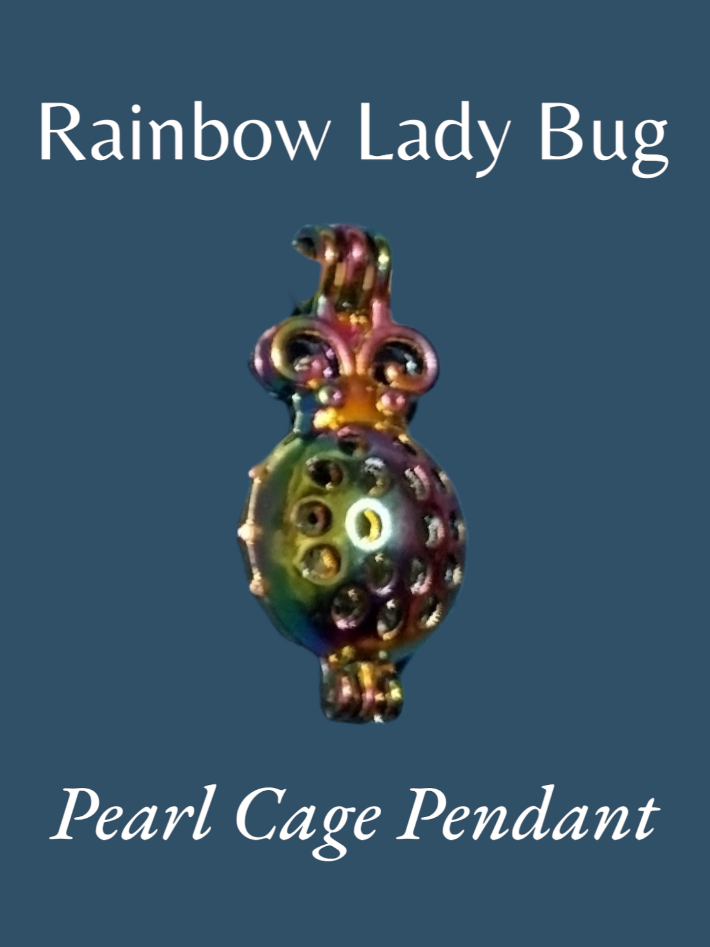 Rainbow ladybug Pearl cage pendant.*GRAND PRIZE*