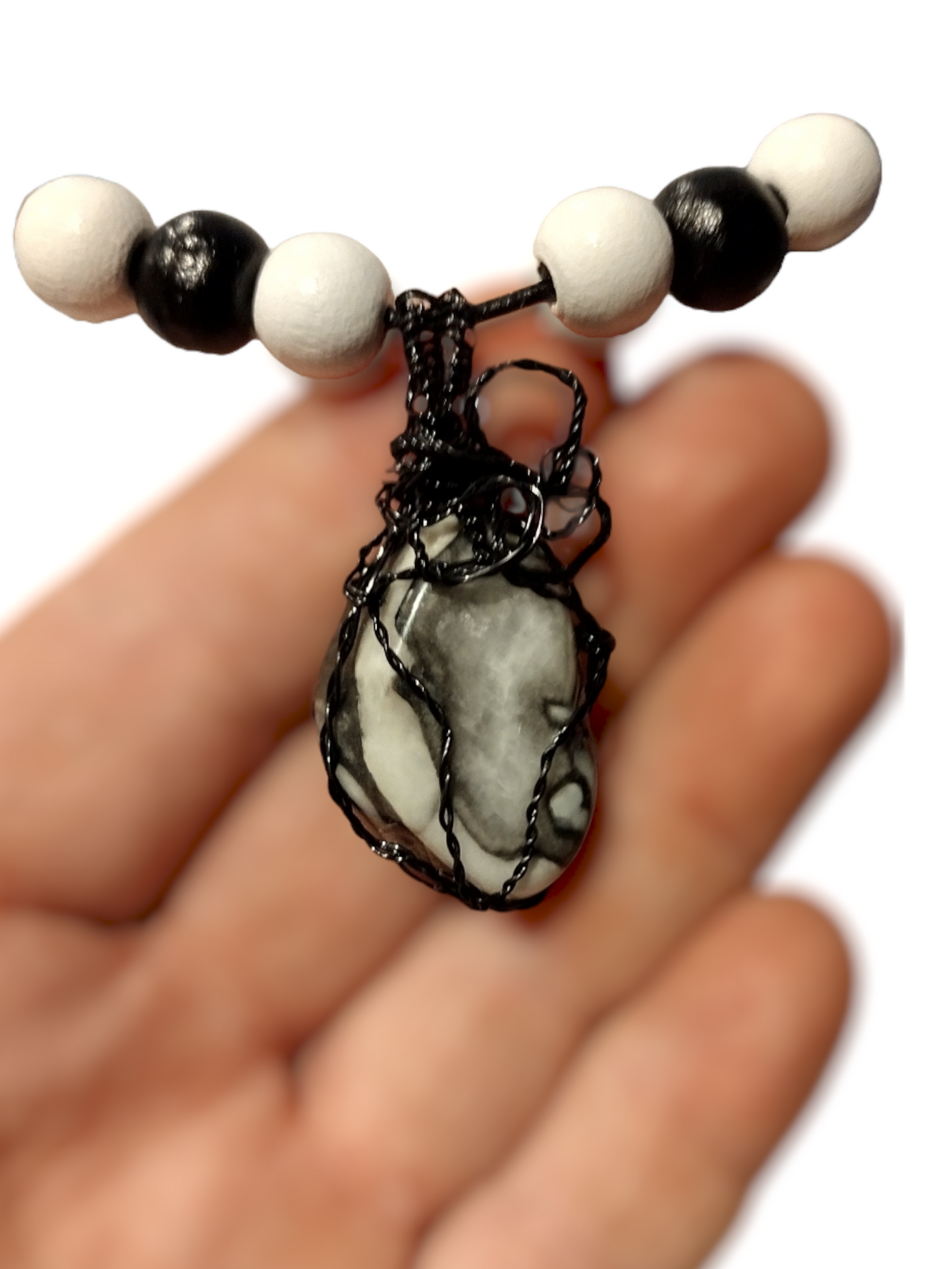 Zebra jasper stone necklace.