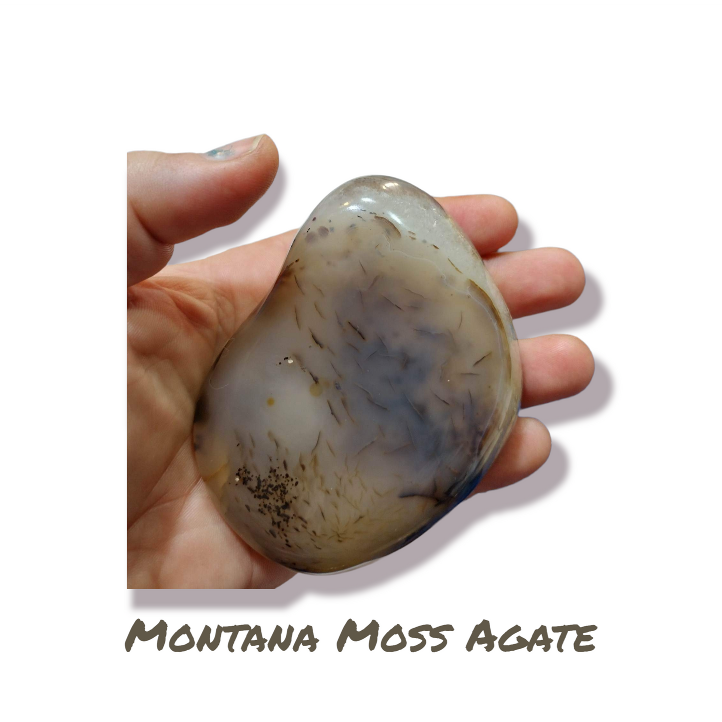 Large Montana Moss Agate palm stone