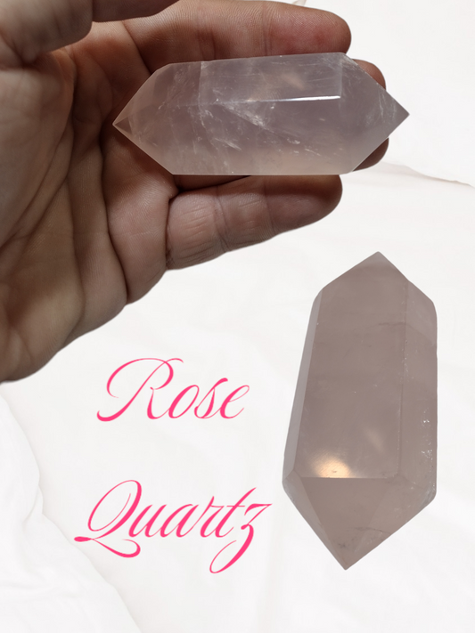 Rose quartz double point