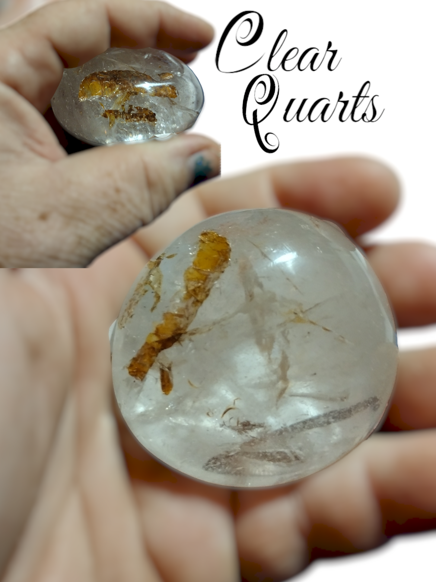 Clear quartz palm stone