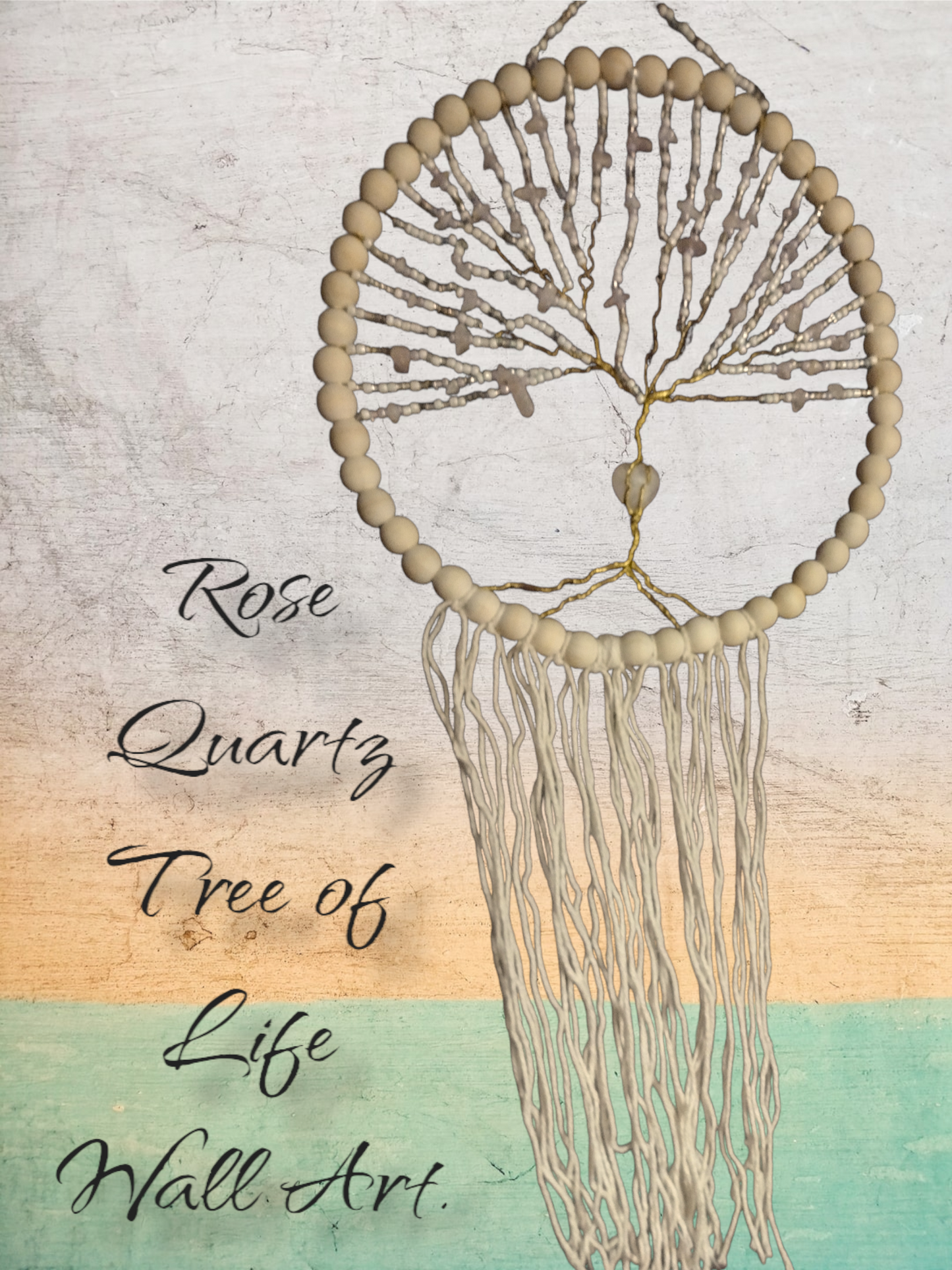 Rose Quartz Tree of Life with Rose Quartz Heart