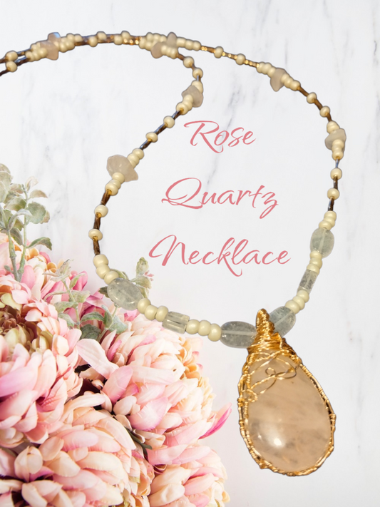 Handmade Rose quartz necklace