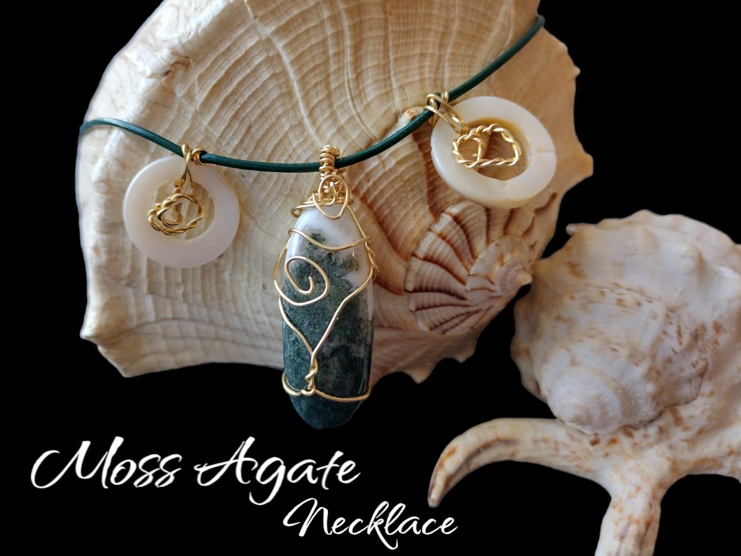 Moss agate wire wrapped necklace