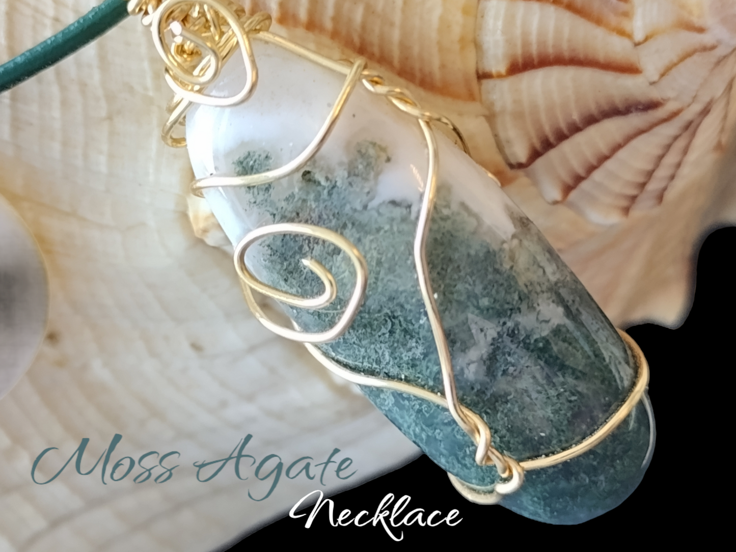 Moss agate wire wrapped necklace