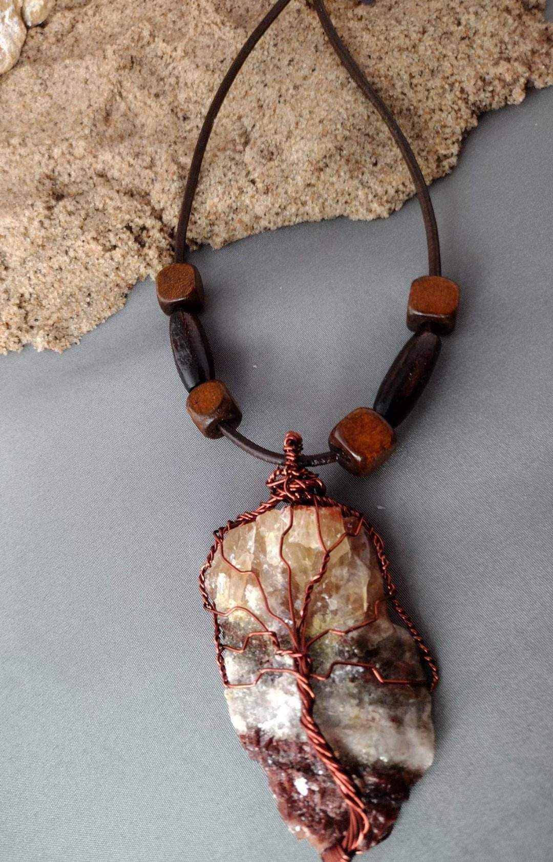 Tri calcite tree of Life necklace.